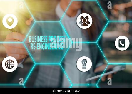 Schreiben Hinweis Übersicht Business Process Engineering. Business Konzept für die Analyse und das Design von Workflows Stockfoto