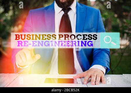 Schreiben Hinweis Übersicht Business Process Engineering. Business Konzept für die Analyse und das Design von Workflows Stockfoto