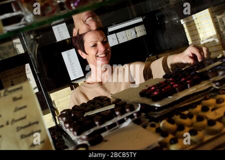 Allgemeine Ansichten des Audrey's Chocolate Shop in Hove, East Sussex, Großbritannien. Stockfoto