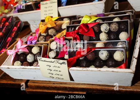 Allgemeine Ansichten des Audrey's Chocolate Shop in Hove, East Sussex, Großbritannien. Stockfoto