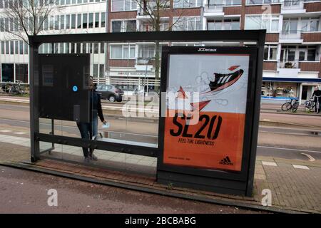 Leere Straßenbahnhaltestelle M Visserplein Amsterdam Niederlande 2020 Stockfoto