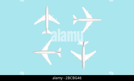 3D-Rendering von Jumbo Jets mehrere Richtungen Fly Journey Flight on Ground Stockfoto