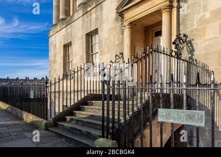 Nr. 1 Royal Crescent, das erste Gebäude am östlichen Ende des Royal Crescent und jetzt ein Museum, Bath, Somerset, England, Großbritannien Stockfoto