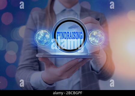 Text zeichen Fundraising angezeigt. Business Foto Text handeln, der das Sammeln oder die Herstellung von Geld für einen bestimmten Zweck Elemente dieses Bild durch N eingerichtet Stockfoto