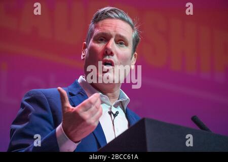 STOCK IMAGE REDIGS GLASGOW, GROSSBRITANNIEN. Februar 2020. Sir Keir Starmer gewinnt in der ersten Wahlrunde die Führung für die britische Labour-Partei mit 56,2 % der Stimmen, Rebecca ling-Bailey mit 27,6 % und Lisa Nandy mit 16,2 %. Die britische Labour-Partei hat sich für die Labour-Partei-Führung 2020 eingesetzt. Stockfoto