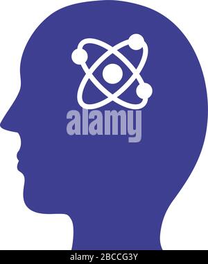 Profil mit dem Silhouetten-Symbol für mentale Atom-Gesundheit Stock Vektor
