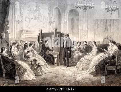 Johann Täufer Schalkenbachs Piano-Orchestre, Aufführung vor der Kaisersteinbruch und Kaiser von Frankreich, Palast der St Cloud, Paris, im Jahr 1862 Stockfoto