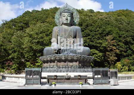 Großer Vereinigungsbuddha Tongil Daebul von Sinheungsa buddhistischer Tempel, Seoraksan, Sokcho, Gangwon Provinz, Korea Stockfoto