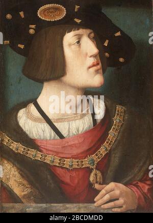 Karl V. (1500-1558) war ab 1519 heiliger römischer Kaiser und Erzherzöge von Österreich, ab 1516 König von Spanien (Kastilien und Aragonien). Porträt von Bernard van Orley, Stockfoto