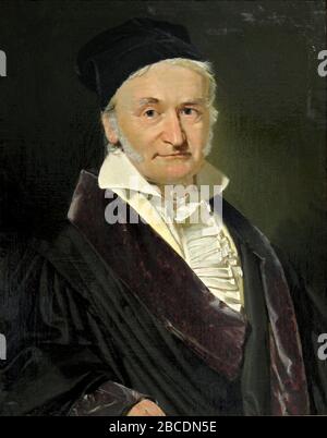 Johann Carl Friedrich Gauß (777 - 1855) Deutscher Mathematikhistoriker und Physiker, Gemälde von Christian Albrecht Jensen Stockfoto