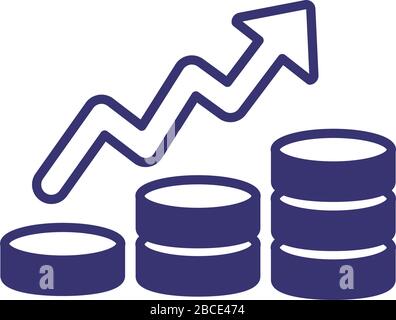 Stapelt Münzen mit Pfeil nach oben in der Infografik Stock Vektor