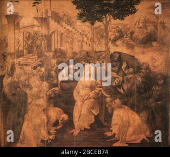 Italien - Toskana - Florenz - Uffizien - Leonardo da Vinci - Anbetung der Magi ( unvollendete Arbeiten ) - 1482 Stockfoto
