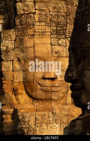 Angkor Tom, Bayon Smilie Gesichter Stockfoto