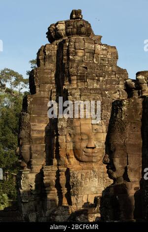 Angkor Tom, Bayon Smilie Gesichter Stockfoto