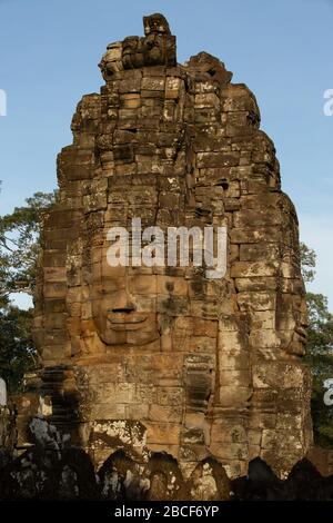 Angkor Tom, Bayon Smilie Gesichter Stockfoto