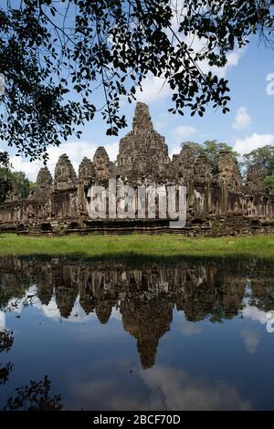 Angkor Tom, Bayon Smilie Gesichter Stockfoto