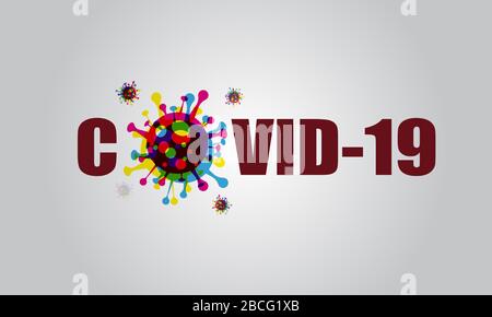 Text und Logo Coronavirus COVID-19 . Virusbakterien Coronavirus nCoV Stock Vektor