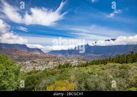 Dorf Cilaos in der Mitte von Reunion Island, französisches Departement im Indischen Ozean Stockfoto