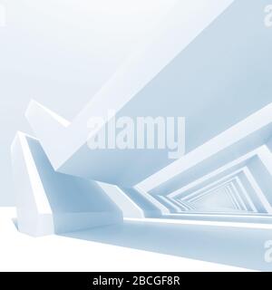 Abstrakte minimale Architekturvorlage, blauer digitaler Hintergrund mit geometrischen Strichen. 3D-Rendering-Abbildung Stockfoto