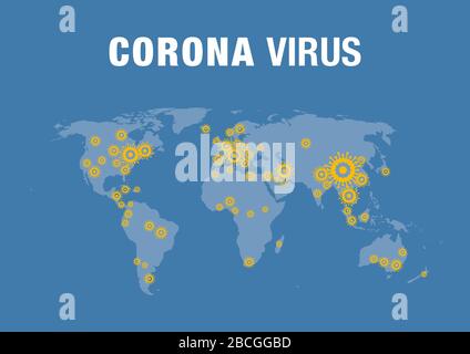 Karte des Corona-Virus verbreitet sich auf der ganzen Welt Stockfoto