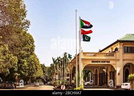 Khartum, Sudan - 29. Januar 2015: Blick am Eingang des Grand Holiday Villa Hotels in Khartum, Sudan Stockfoto