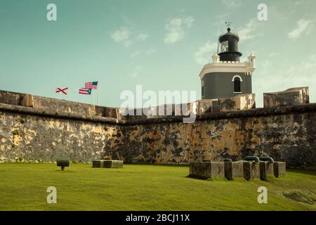 Castillo San Felipe del Morro in der Altstadt von San Juan, Puerto Rico. Stockfoto