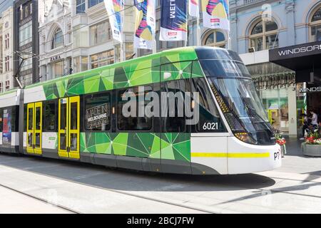 Straßenbahn City Circle, Bourke Street, City Central, Melbourne, Victoria, Australien Stockfoto