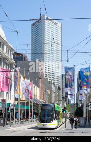 Straßenbahn City Circle, Bourke Street, City Central, Melbourne, Victoria, Australien Stockfoto