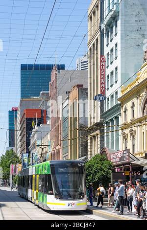 Straßenbahn City Circle, Bourke Street, City Central, Melbourne, Victoria, Australien Stockfoto