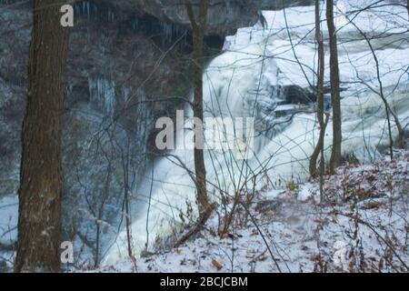 Brandywine Falls in Winter, Ohio Stockfoto