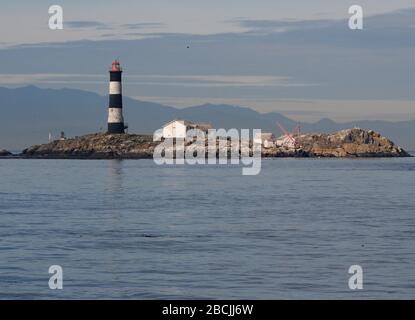 Leuchtturm Auf Race Rocks Island Straße Von Juan De Fuca Vancouver Island Stockfoto