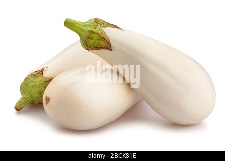 Weißer Auberginenpfad isoliert auf Weiß Stockfoto