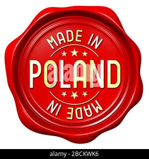 Rotes Wachssiegel - hergestellt in Polen Stockfoto