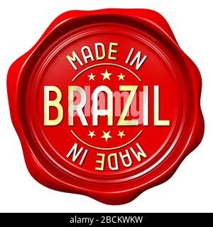 Rotes Wachssiegel - hergestellt in Brasilien Stockfoto