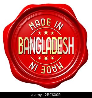 Rotes Wachssiegel - hergestellt in Bangladesch Stockfoto