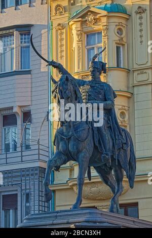 Ban Jelacic Skulpturen bei Sonnenuntergang an einem Frühlingstag Stockfoto