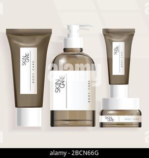 Vector Tube/Bottle/jar Packaging for Healthcare Haircare Hautpflege-Toilettenartikel Stock Vektor