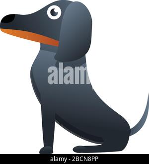 Schwarzes Dachshund-Symbol. Cartoon mit schwarzem Dachshund-Vektor-Symbol für Web-Design isoliert auf weißem Hintergrund Stock Vektor