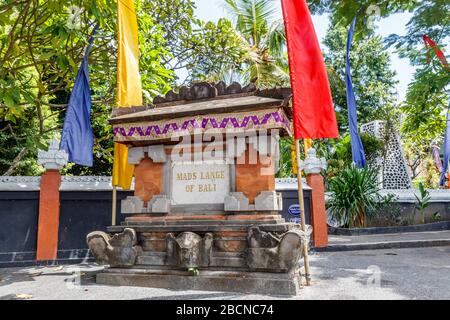 Denkmal für Mads Johansen lange (mit dem Spitznamen König von Bali) in Kuta, Badung, Bali, Indonesien. Stockfoto