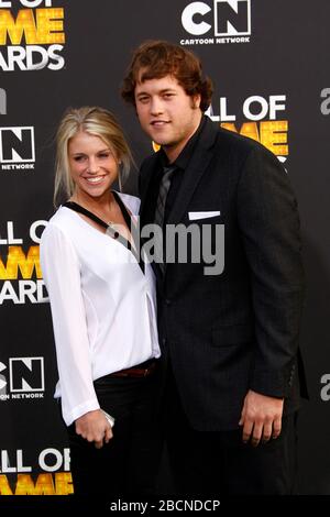 Februar 2012, Santa Monica, CA, USA: LOS ANGELES - 18. FEBRUAR: Matthew Stafford, Gast bei den Cartoon Network Hall of Game Awards 2012 im Barker Hanger am 18. Februar 2012 in Santa Monica, CA (Credit Image: © Kay Blake/ZUMA Wire) Stockfoto