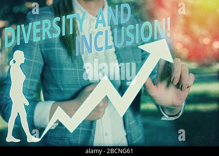 Hinweis zur Vielfalt und Integration. Das Geschäftskonzept für die Unterschiede in der Bandbreite umfasst das Geschlecht der Rasse Stockfoto