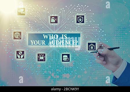 Konzeptionelle Handschrift zeigt, wer ist Ihr Publikum. Begriff Sinne wer beobachtet oder Abhören Stockfoto