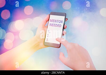 Wort schreiben Text Mentor benötigt. Business Foto zur Schau stellen wollte Hilfe für mehr erfahren oder mehr Kenntnisse demonstrieren Stockfoto