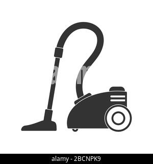 Staubsaugersymbol, gefüllte Silhouette, isoliert auf weißem Hintergrund, flaches, modernes Design. Abbildung des Lagerbestands Stock Vektor