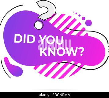 Wussten Sie, dass abstrakte Formabzeichen und Megafonlautsprecher mit flachem Design Vektorgrafiken auf weißem Hintergrund isoliert sind? Interessante Fakten oder Stock Vektor