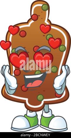 Charmante Gingerbrot-Glockencooilfigur mit einem verliebten Gesicht Stock Vektor