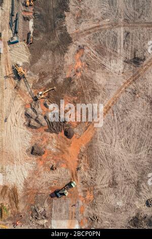 Luftbild von der Baustelle Stockfoto