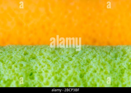 Details auf der Oberfläche von Orange und Pandan Aroma Rollkuchen Stockfoto