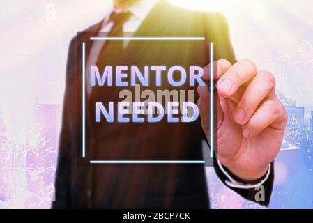 Wort schreiben Text Mentor benötigt. Business Foto zur Schau stellen wollte Hilfe für mehr erfahren oder mehr Kenntnisse demonstrieren Stockfoto