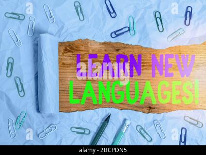 Handschriftertext Lernen Sie neue Sprachen. Konzeptionelles Foto, das die Fähigkeit entwickelt, in der Fremdsprache zu kommunizieren Stockfoto